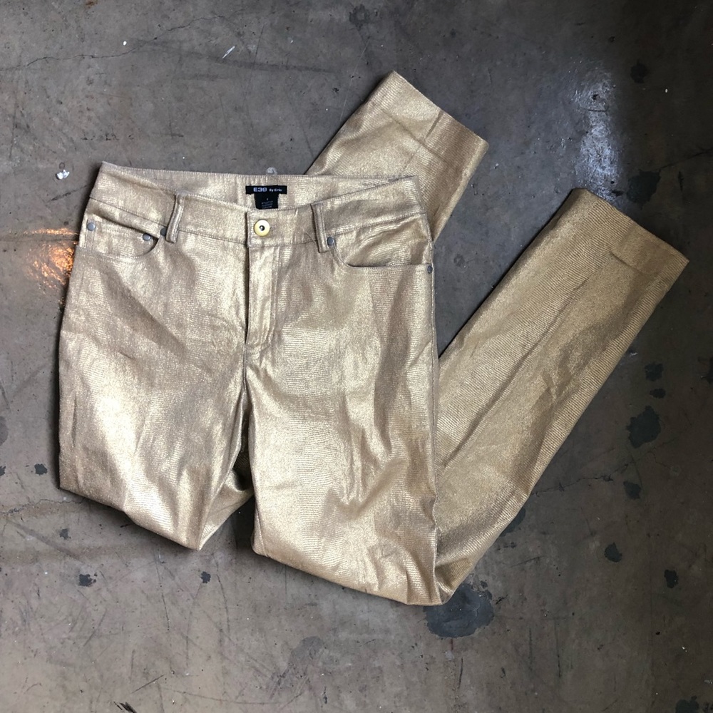 E39 by Eric Gold Metallic Snakeskin Pattern Jeans